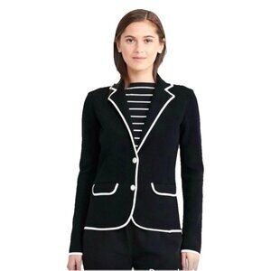 LAUREN RALPH LAUREN Black with White Trim Pockets Blazer Sz L